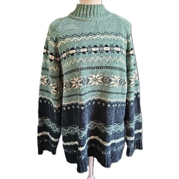 07 - White Stag Vintage Women's Y2K Blue Patterned Snowflake Sweater-Large 12/14 - Picture 1 of 3